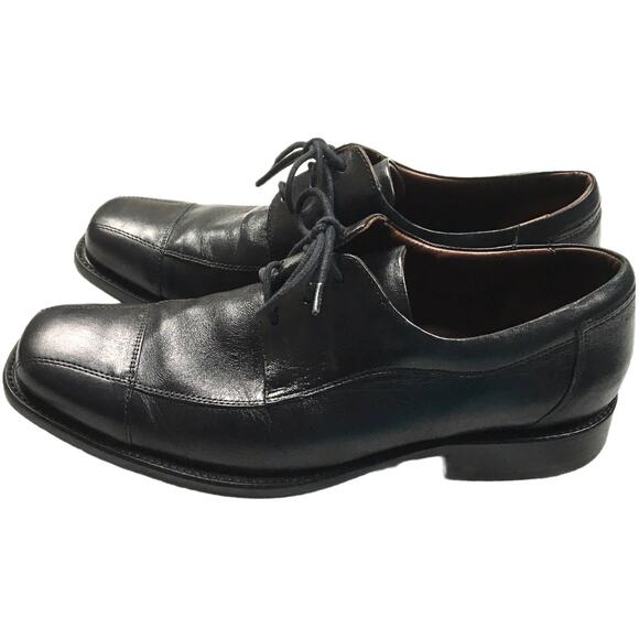 Johnston & Murphy Oxford Shoes Leather Black Men's 10 Dress‎ Shoe Business - Picture 1 of 14